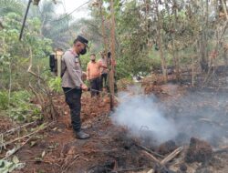 Polsek Mendahara Ulu Bersama Tim Gabungan Padamkan Karhutla di Area SUTET Pematang Rahim.